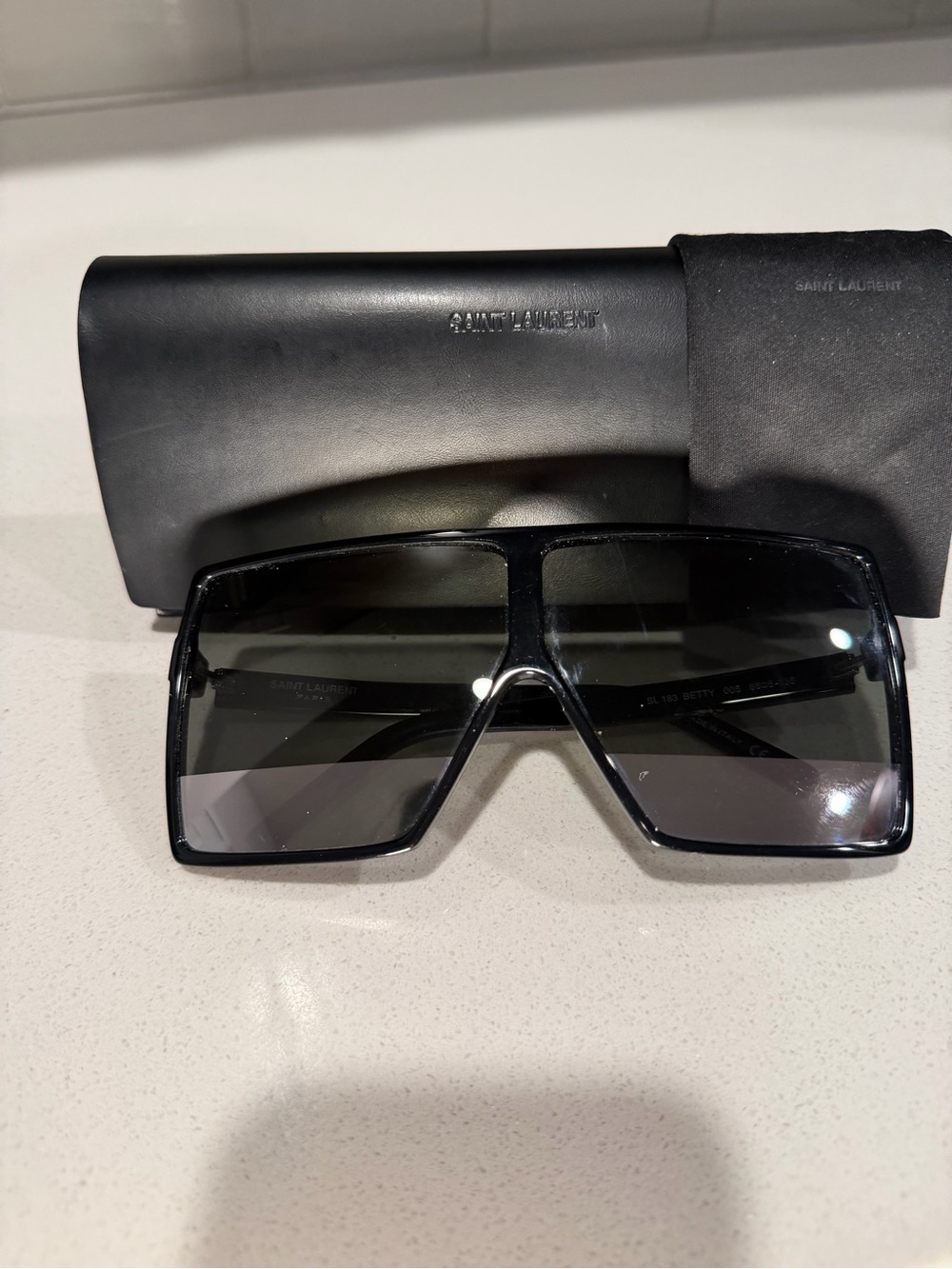 Saint Laurent Two-Tone Betty Sunglasses - Black/ Silver - Picture 6 of 6